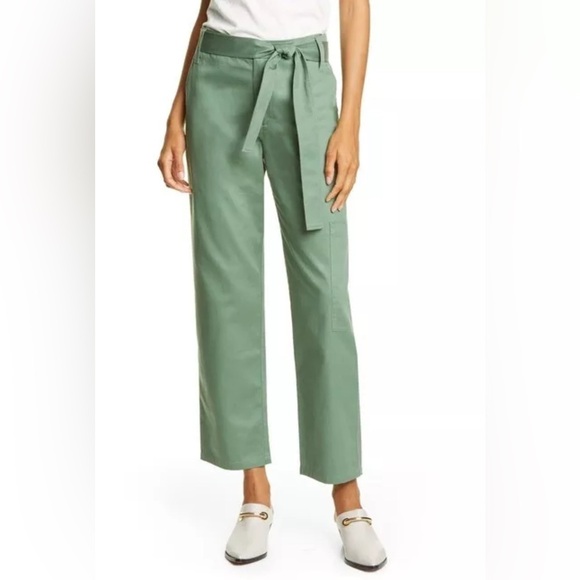 New🔥🔥🔥TIBI Preppy Tie-Waist Cargo Pants, Green, Size 2 - Picture 1 of 9
